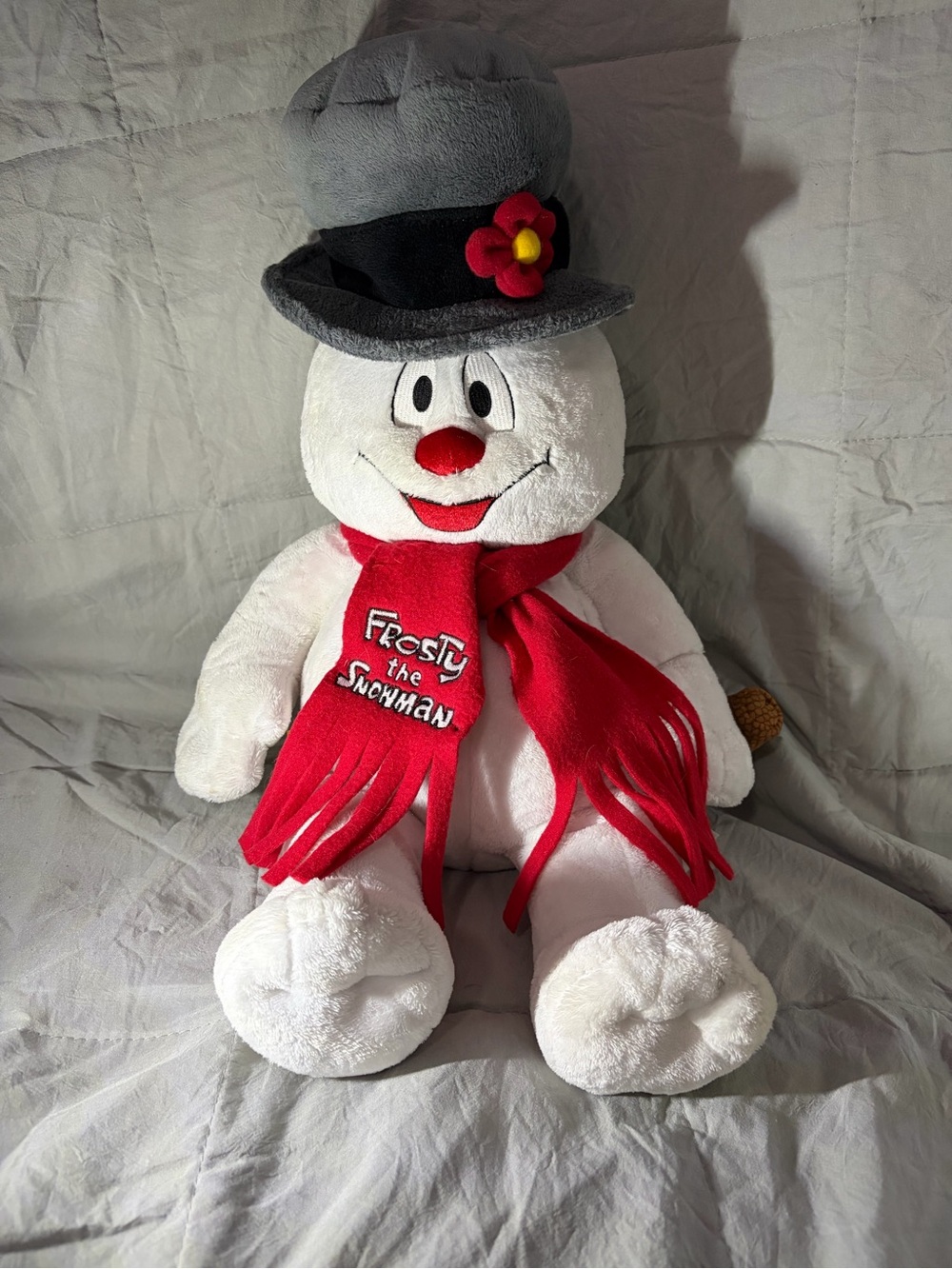 Build-A-Bear Frosty the Snowman Plush White with Red Scarf and Gray Hat